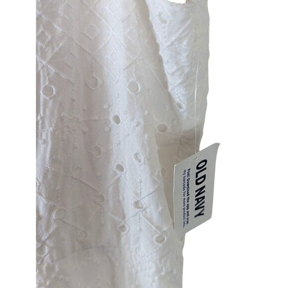 Old Navy size L Fit & Flare Eyelet Midi Dress White Elastic Back Sweetheart Flow - Picture 6 of 13